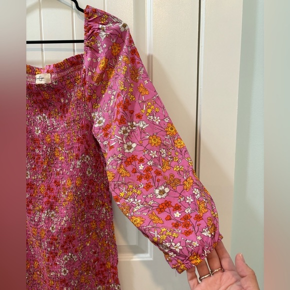 Jessica Simpson Smocked Boho Dress Midi 70’s Style Size Medium - Picture 3 of 4